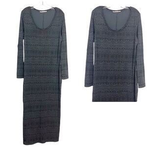 Peruvian Connection Gray Black Folk Weave Maxi Dress Aztec Tribal Pima Cotton